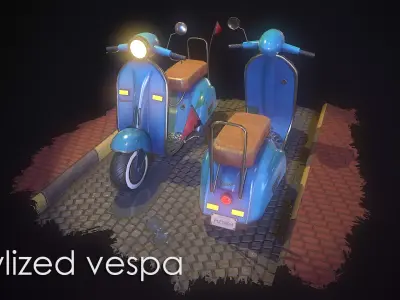 Stylized Vespa Collection Low-Poly Low-poly 3D model