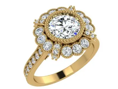 Flower Halo Ring 3784 3D print model