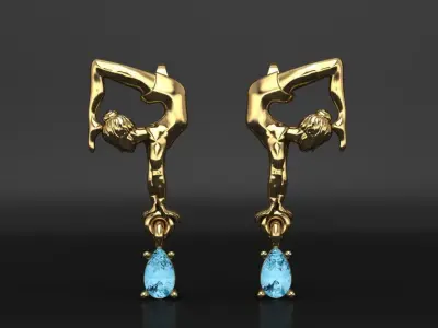 Earrings Gymnastic girl 3D print model