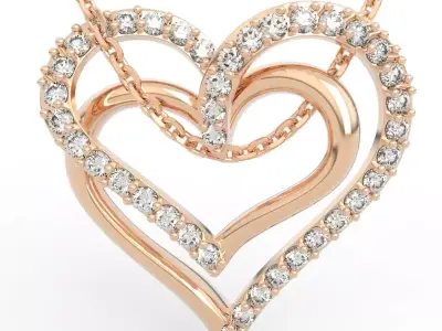 Double Heart Diamond Pendant 3D print model