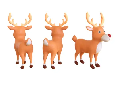 Cartoon Reindeer 3 Cute  Low-poly 3D model