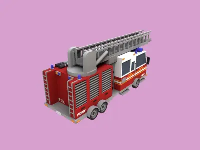 Lowpoly Fire Truck Low-poly 3D model