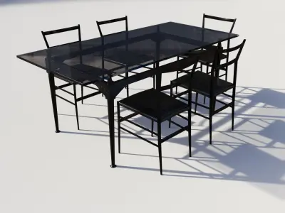 Outdoortablechairsglass 3D model
