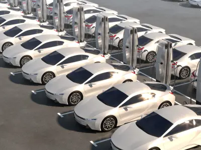 Parking with electric cars charging 3D model