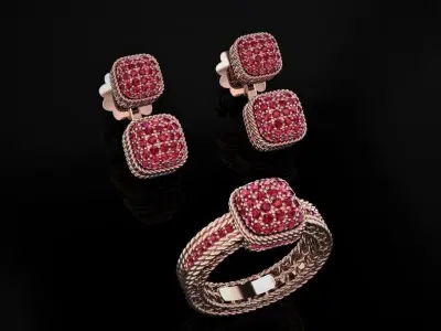 Ring and Earrings 65 3D print model