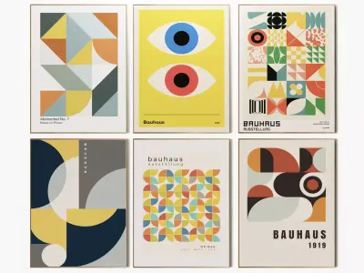 Bauhaus Multicolor Posters 3D model