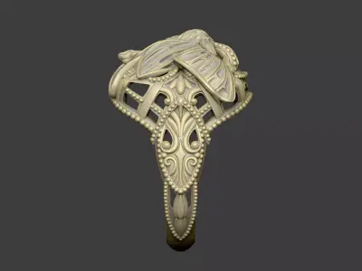 The butterfly ring design royal luxury pattern milgrain  3D print model