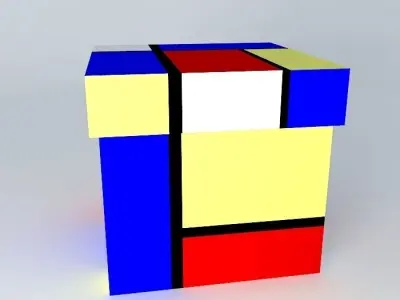 Mondrian box Mondrian box ornament decorative object Free 3D model