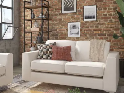 Shupe Leather Match Square Arm Loveseat - 3 colour 3D model