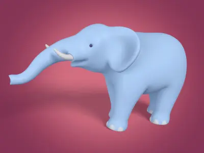 Cartoon Elephant - Rigged Low-poly 3D model