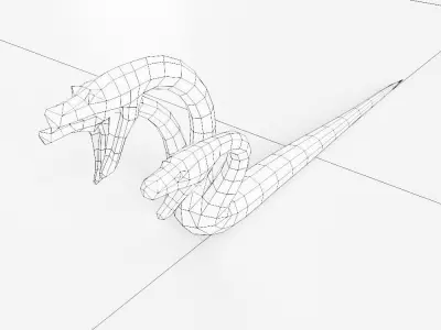 Three headed snake 3d model  Low-poly 3D model