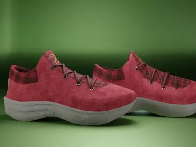 Sneakers red WL low poly 3D model with PBR Low-poly 3D model
