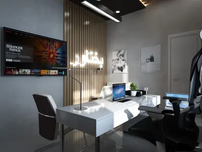 small modern office design Free 3D model