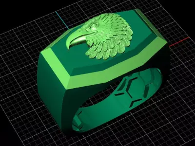 Luxury 4 piece men eagle ring 3D print model