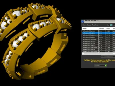 Twisted Serpent Diamond Snake Ring     Gold Designer Jewelry 3D print model