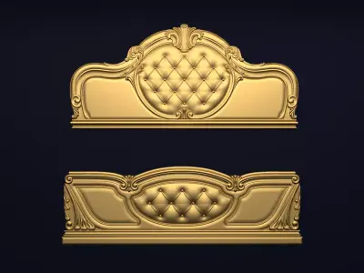 Classic Carved Bed 3D model 05 3D model