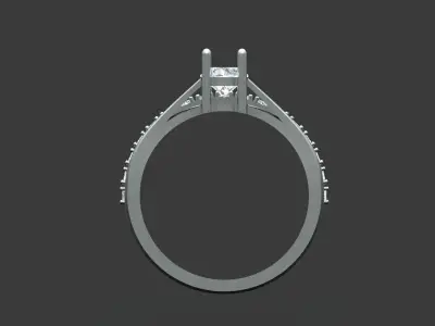 Solitair and Ring behind Round Stone 3D print model