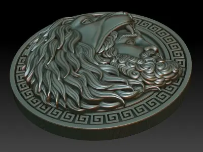 Hercules coin with head of lion 3D print model
