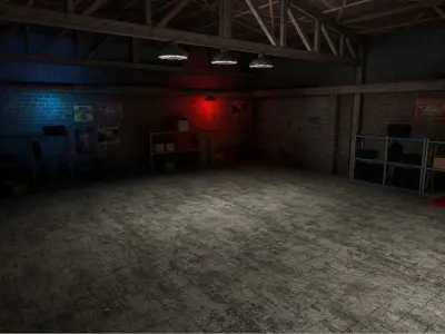 Garage for racing game Low-poly 3D model