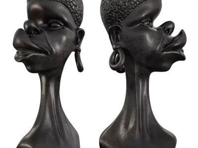 Stylized Tribal Statue - Dark Bronze Woman Bust 3D model