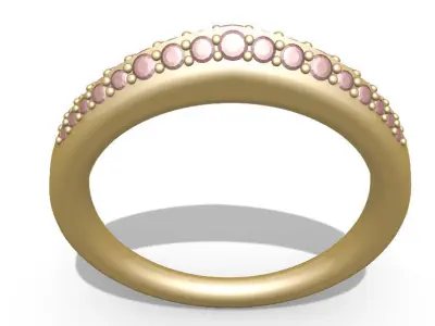 Small ring with round stones in 4 sizes 3D print model