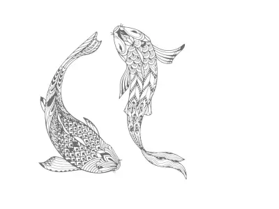 koi wall art  3D print model