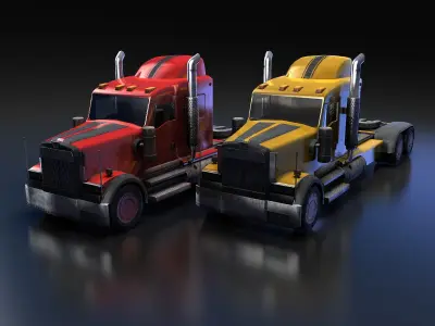 Semi-trailer Truck Low-poly 3D model