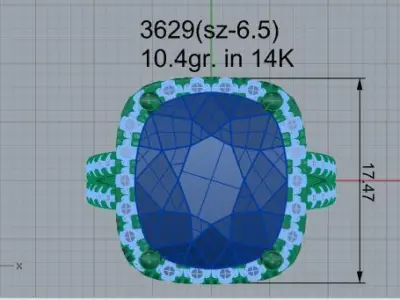 Cushion Halo Ring 3629 3D print model