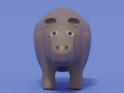 Cartoon Cute Hippopotamus 3D model