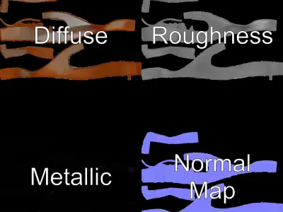 Curved Metal Ribbon Sculpture Model Pack Low-poly 3D model