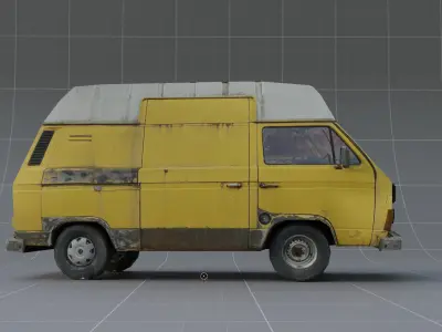 Yellow car  Low-poly 3D model