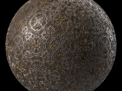 Metal Materials 13- Ornament Metal panels Pbr 4k Seamless 3D model