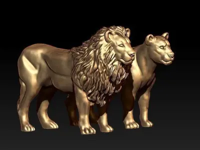 lion lioness 3D model