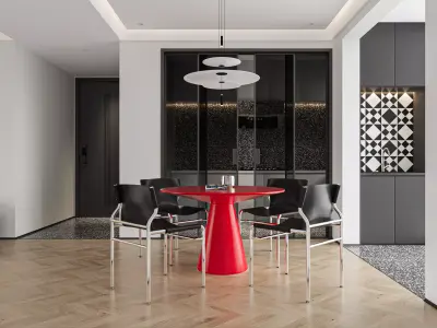Modern living room dining room interior scenes 374 3D model