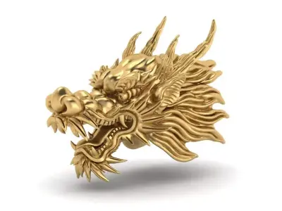 3D Printable oriental Chinese Dragon head 3D print model 3D print model