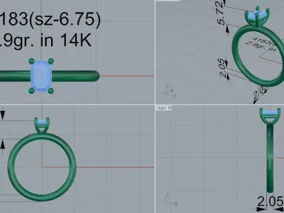 Emerald Solitaire Ring 4183 3D print model
