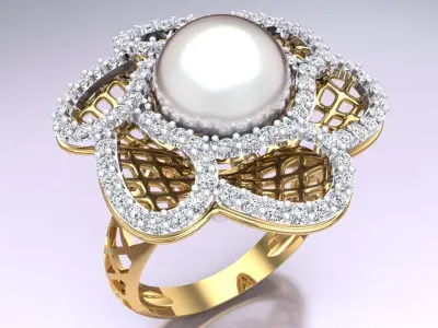  Mesh flower ring - Italian rings - Womens Rings - N6682 3D print model