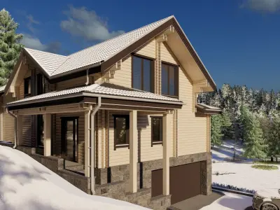 3D model of a wooden house 3D model 7