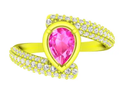 51785 luxury fashion diamond pear women ring 3D print model