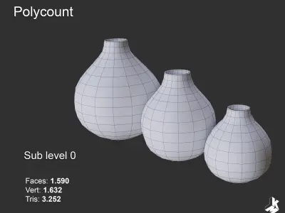 Set of Metal Vases 3D model