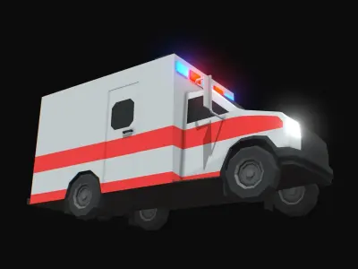 Ambulance Low Poly Low-poly 3D model