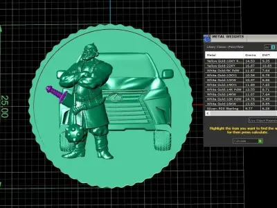 Lexus and warrior with sword coin 3D print model