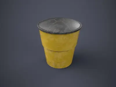 Traffic Barrels and Cone Low-poly 3D model