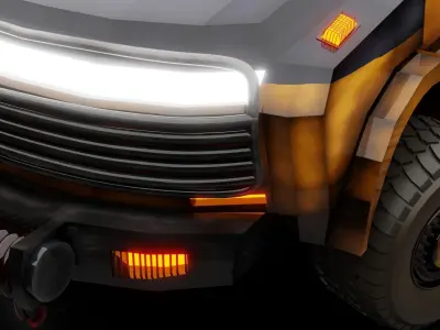 Military vehicle With Minigun Turrent Low-poly 3D model