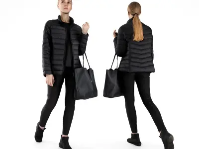 Blond woman walking 57  Low-poly 3D model