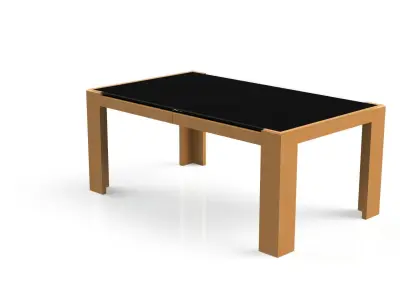 Wooden Table with Glass Top Free 3D model