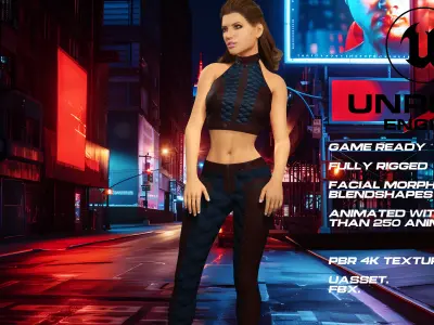 Casual girl full rigged - game ready - animated Low-poly 3D model