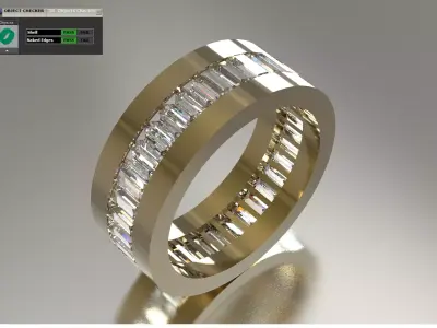 Baget Cut Diamond Eternity STL 3D Band in Gold rr0057 3D print model