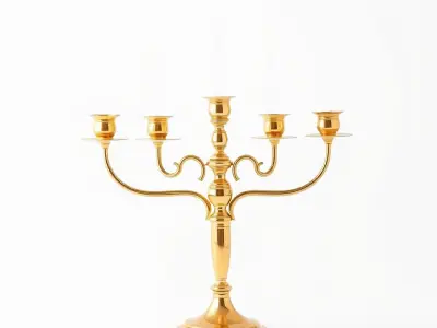 Elegant Brass Candelabra with Curved Arms model pack Low-poly 3D model