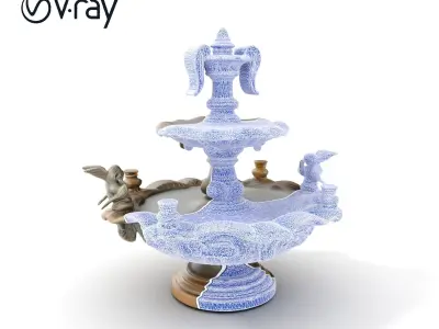 Ornate Tiered Fountain with Cherubs D Model Pack Low-poly 3D model